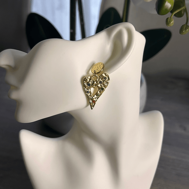 Boucle cœur martelé 