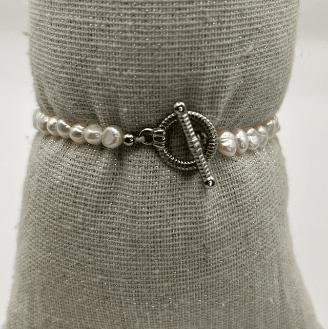 Bracelet perle d’eau douce argenté 