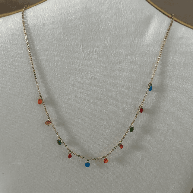 Collier pierre multicolore 